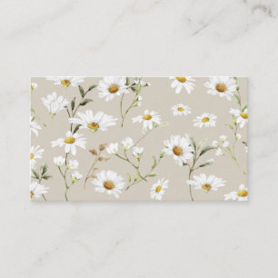 Beige Script Signature Daisy Business Card