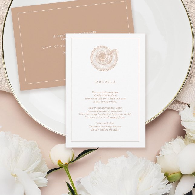 Beige Sea Shell Beach Wedding Information Card (Creator Uploaded)