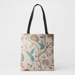 Beige seamless pattern with stylised flowers and b tote bag