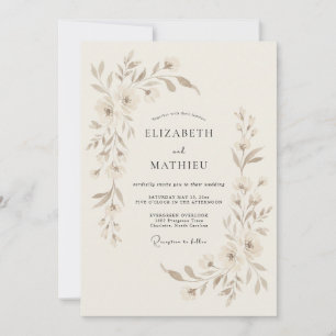 Beige Serene Botanical Wedding Invitation