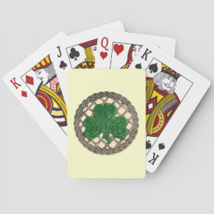Beige Shamrock On Celtic Knots Playing Cards