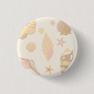 Beige Shells Pattern 3 Cm Round Badge