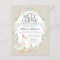 Beige Silly Goose Floral Gingham Baby Shower