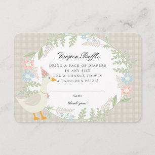 Beige Silly Goose Gingham Floral Diaper Raffle Enclosure Card
