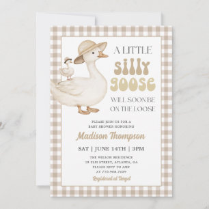 Beige Silly Goose On The Loose Boy Baby Shower Invitation