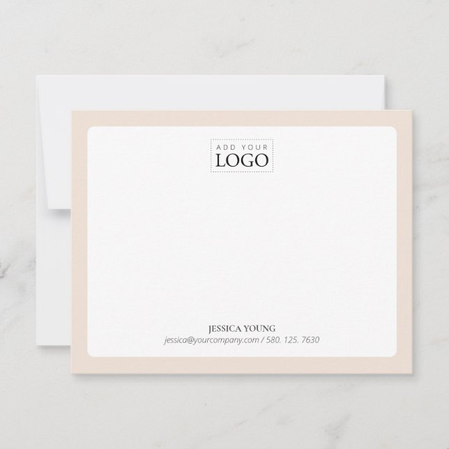 Beige | Simple Colour Logo Business Note Card (Front)