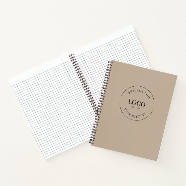Beige Simple Custom logo website Corporate Notebook (Inside)