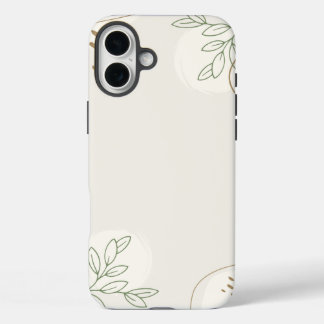 Beige Simple Floral Watercolor Minimalist Linktree iPhone 16 Plus Case