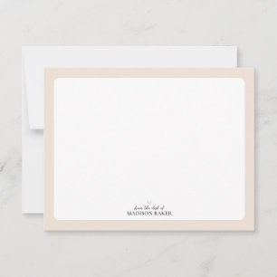 Beige   Simple Heart Personalised Stationery Card