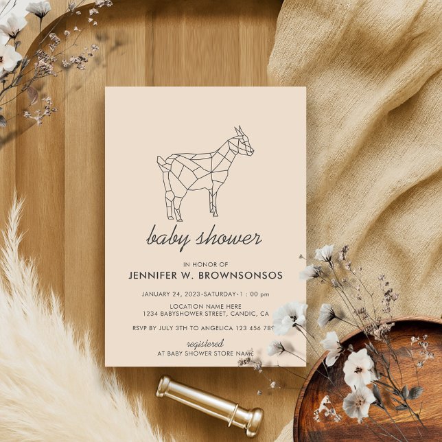 Beige Simple Line Animal Wild Goat Invitation (Creator Uploaded)