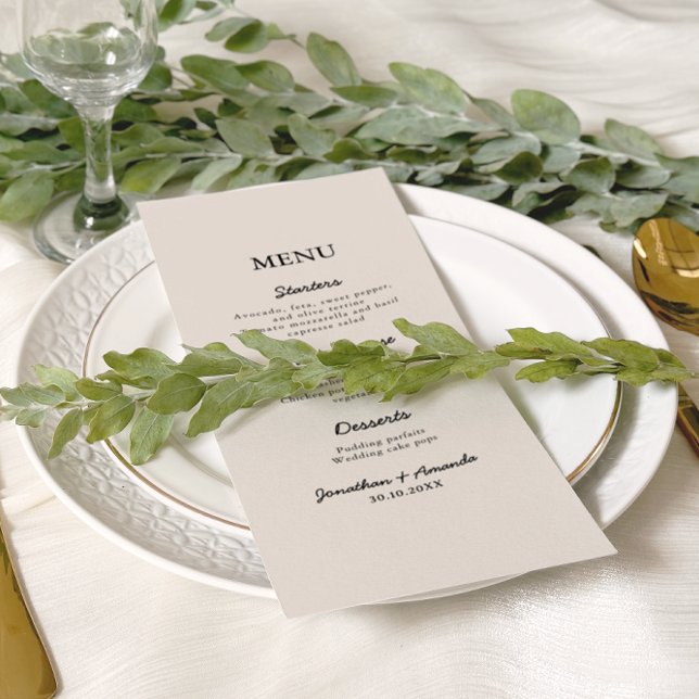 Beige Simple Minimalist Photo Wedding Menu (Creator Uploaded)