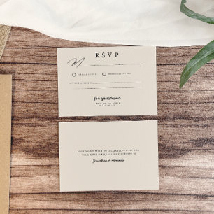 Beige Simple Minimalist Photo Wedding RSVP Card