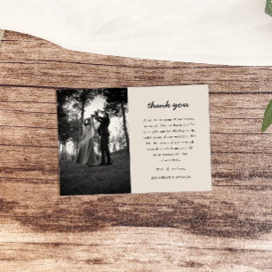 Beige Simple Minimalist Photo Wedding Thank You Card