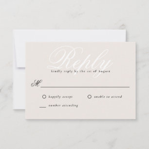 Beige Simple Modern Elegant Minimal Monogram RSVP Card