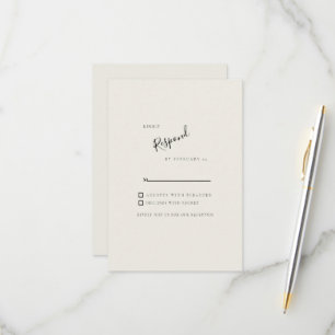 Beige Simple Modern Wedding RSVP Card