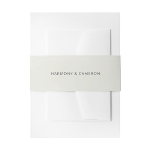 Beige Simple Solid Colour Names Wedding Invitation Belly Band