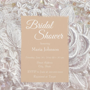 Beige Simple Style Bridal Shower Invitation