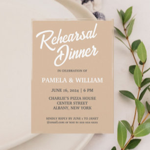 Beige Simple Style Wedding Rehearsal Dinner Invitation