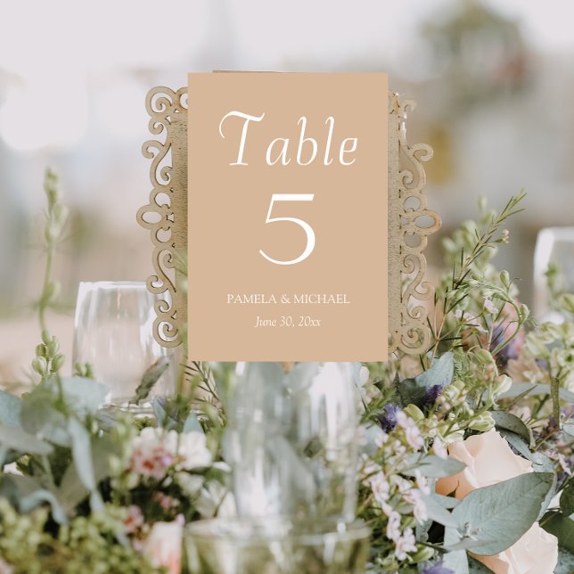 Beige Simple Style Wedding Table Number (In Situ Wedding)