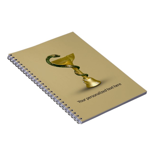 Beige Snake Medical Bowl Hygieia Gold Caduceus Notebook (Right Side)