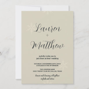 Beige Snow Wedding Invitations