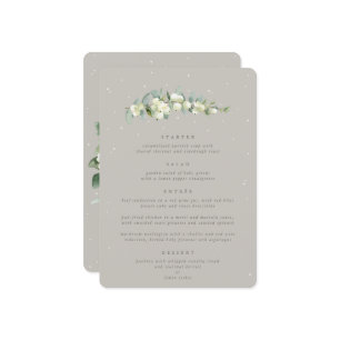 Beige Snowberry+Eucalyptus 4 Course Wedding Menu