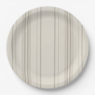 Beige Soft Stripe Paper Plates