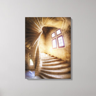 Beige spirl staircase, France Canvas Print