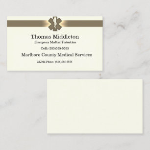 Beige Star of Life EMS / EMT Contact Card