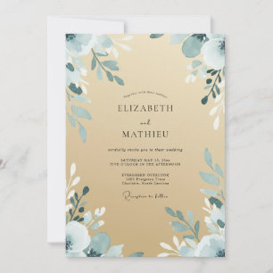 Beige Steel Leaf Wedding Invitation
