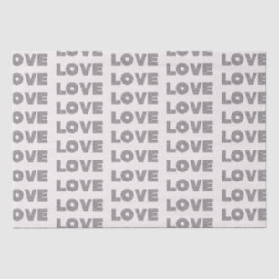 Beige Stone Silver Glitter Love Tissue Paper