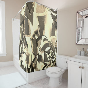 Beige streaks up some brown, drizzled image shower curtain