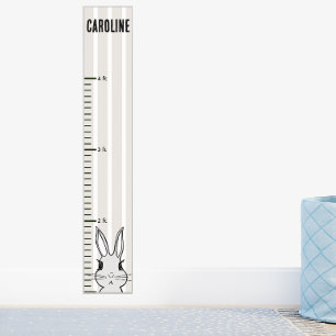 Beige Stripe Bunny Rabbit Growth Chart