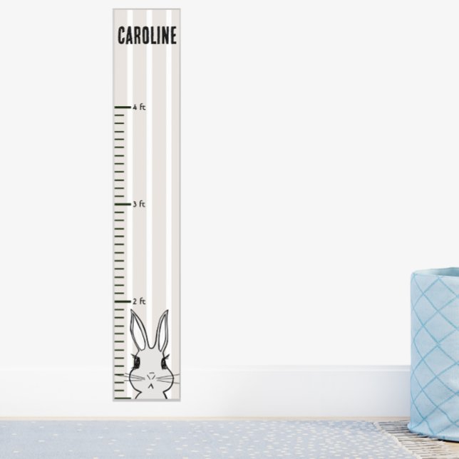 Beige Stripe Bunny Rabbit Growth Chart (Creator Uploaded)