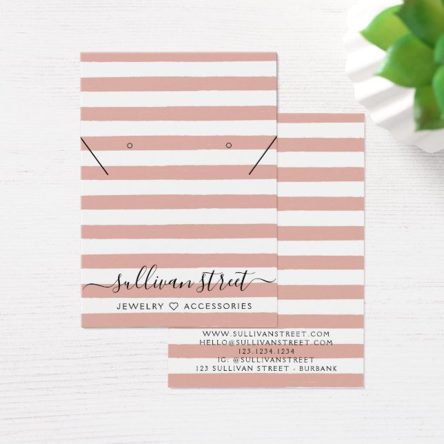 Beige Stripe Earrings Necklace Display Card (Desk)