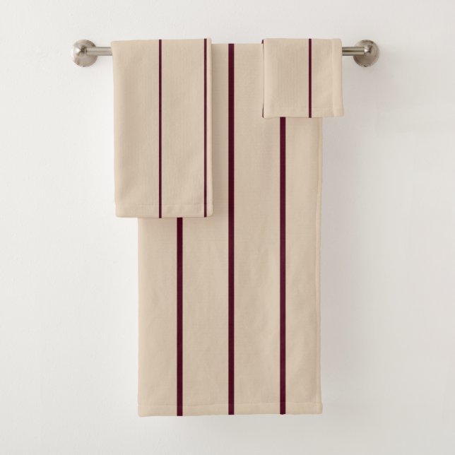 Beige Striped Bath Towel Set (Insitu)