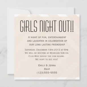 Beige Striped Girls Night Out Invitation