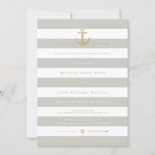 Beige Striped Nautical Rehearsal Dinner Invite