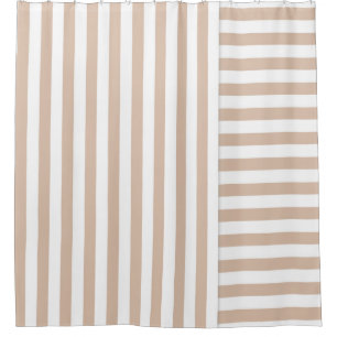 beige striped shower curtain