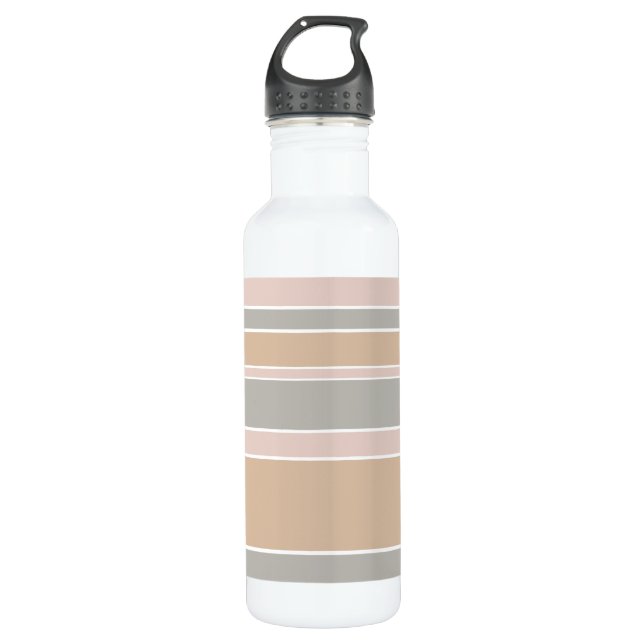 Beige stripes 710 ml water bottle (Front)
