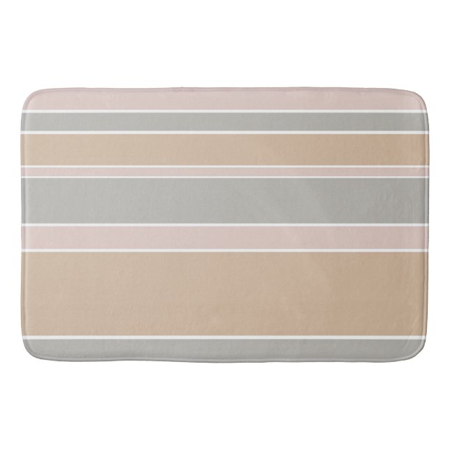 Beige stripes bath mat (Front)