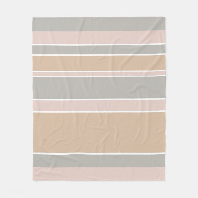 Beige stripes fleece blanket (Front)