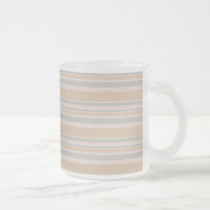 Beige stripes frosted glass coffee mug
