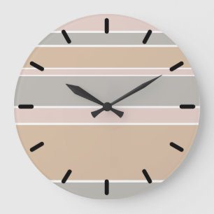 Beige stripes large clock