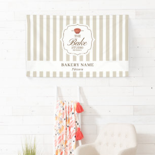 Beige Stripes Logo Wall Pop Up Shop Vendor Event Banner