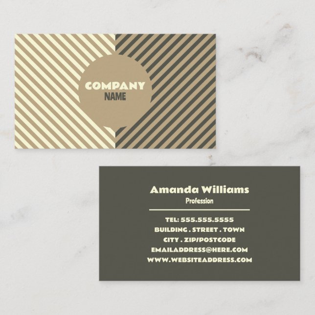 Beige Stripes, Retro Style Business Card (Front/Back)