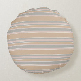 Beige stripes round cushion