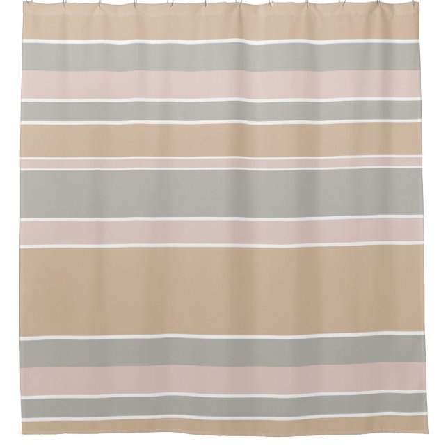 Beige stripes shower curtain (Front)