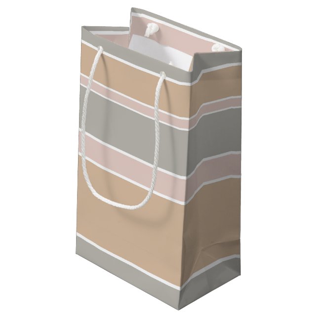 Beige stripes small gift bag (Back Angled)