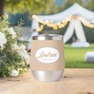Beige Stylised Name Wedding Groomsman